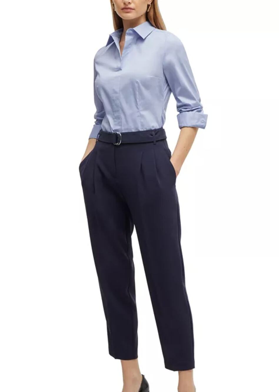 Hugo Boss BOSS Light Blue Women's Slim-Fit Blouse 12